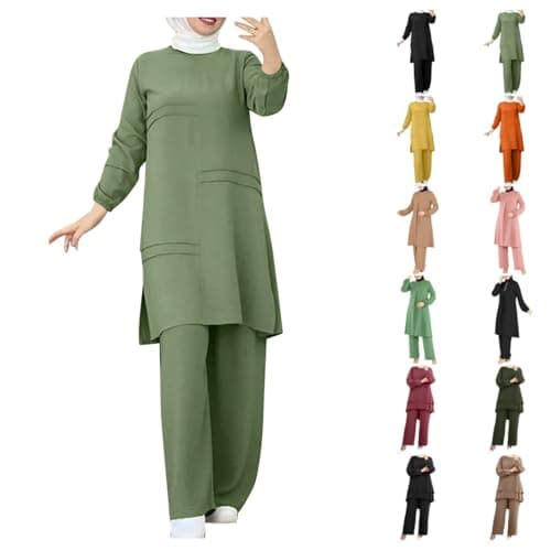 Aniywn Casual 2-Piece Set for Women Plus Size Loose Top Wide Leg Pants Prayer Clothes