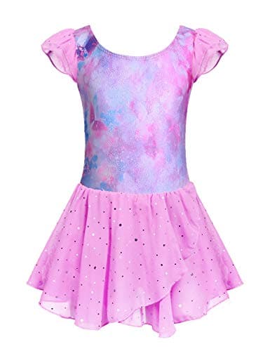 Girls Ballet Dance Dress with Ruffle Sleeves