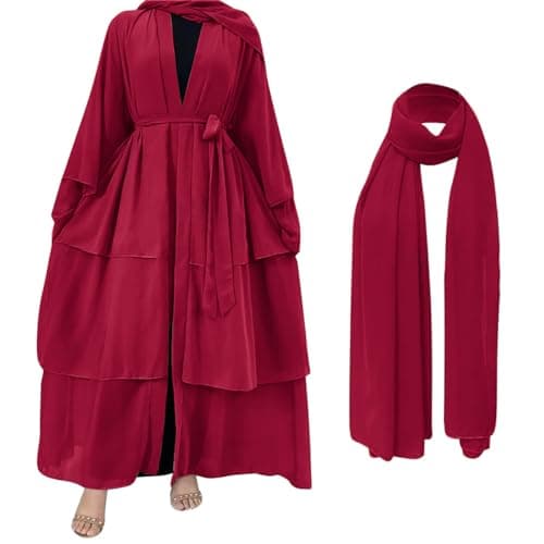 ODIZLI Women's Dubai Style Solid Color Cardigan Robe for Ramadan Modest Fashion