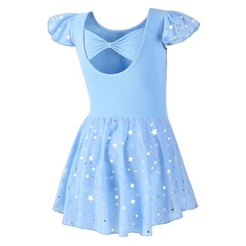 DIPUG Shiny Girls Ballet Leotard with Ruffle Sleeve