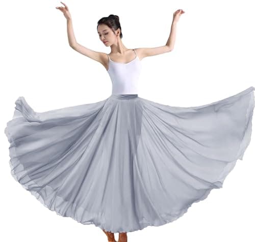 TLMNU Women's Gradient Chiffon Long Swing Skirt for Modern Ballet Performance