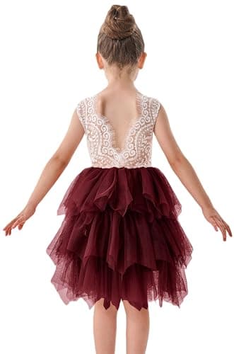 2Bunnies Girl Peony Lace Back Tiered Tutu Party Dress