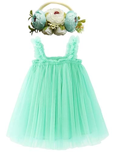 Rainbow Tutu Dress with Flower Headband for Toddlers