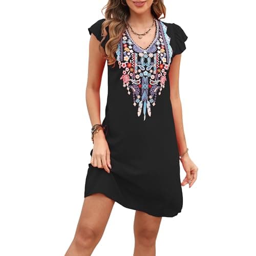Slim Fit Women's Mexican Embroidered Fiesta Dress