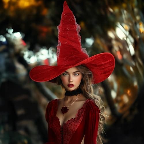 JEGERMIG Women's Oversized Masquerade Witch Hat with Velvet Brim Party Accessory
