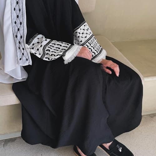 Odizli Women's Ramadan Abaya Embroidered Open Front Cardigan