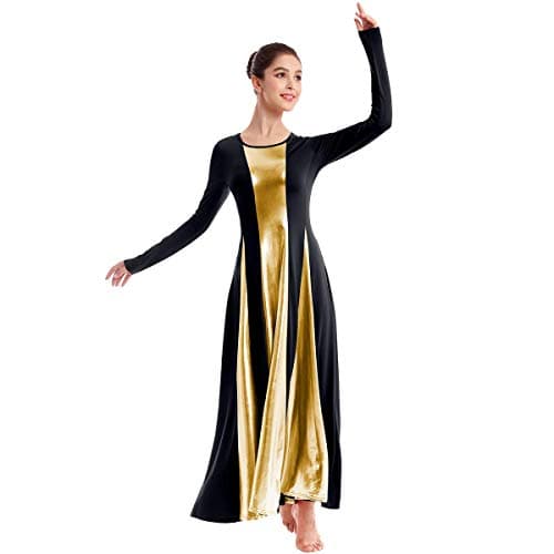 IBAKOM Women's Liturgical Praise Dance Dress Loose Fit Long Sleeve
