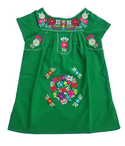 Unik Traditional Mexican Girl Embroidered Cultural Dress Size 2-14 Navy White Pink Mint Coral