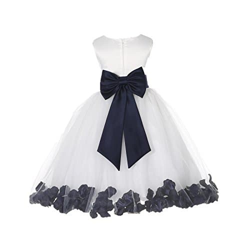 Ekid's Bridal Ivory Tulle Floral Petals Toddler Girl Dress 302T