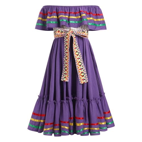 IMEKIS Toddler Girl Traditional Mexican Embroidered Floral Dress 4-10T