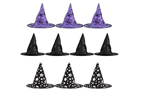 Big Mo's Toys Halloween Witch Hats for Kids – 10 Pack Varied Designs