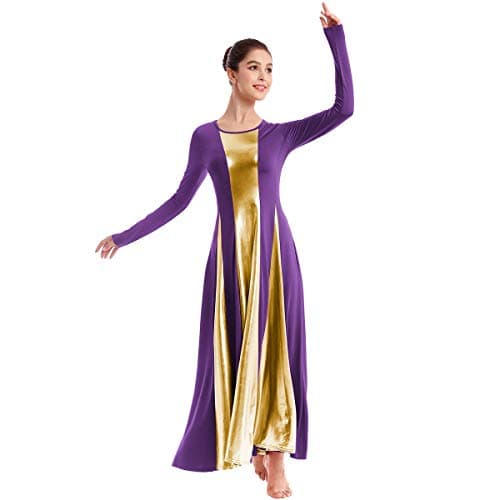 IBAKOM Women's Liturgical Praise Dance Dress Loose Fit Long Sleeve