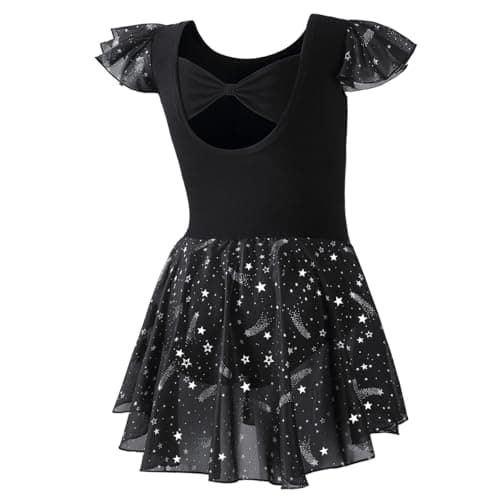 DIPUG Shiny Girls Ballet Leotard with Ruffle Sleeve