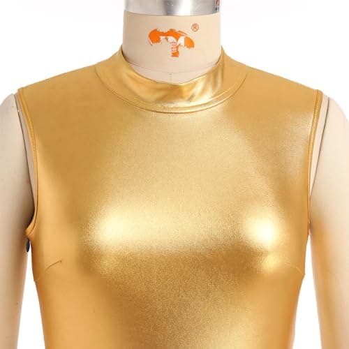 ODASDO Women's Sleeveless Metallic Gold Chiffon Midi Dance Dress - XS to XL