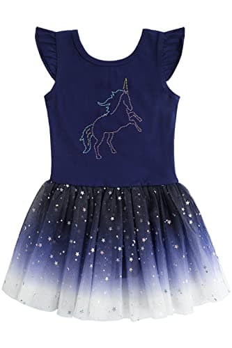 Unicorn Tutu Ballet Leotards for Toddlers Girls Cotton Tulle Skirts
