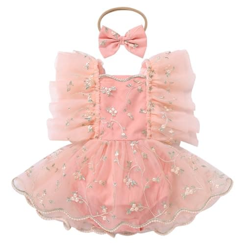 ODASDO Baby Girl Floral Tulle Tutu Romper Dress for First Birthday Cake Smash