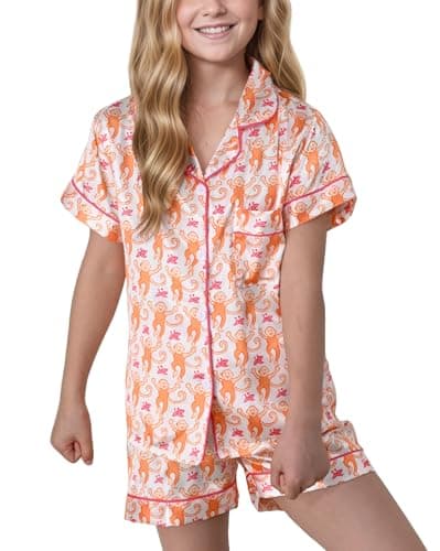 HINFEL Kids' Summer Monkey Shorts Set Cute Y2K Lounge Wear