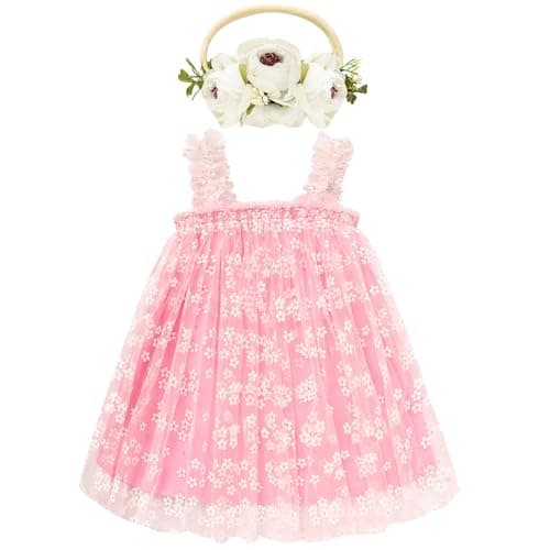GRNSHTS Toddler Girl Floral Tutu Dress with Headband