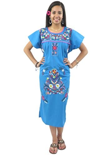 Leos Imports Hand Embroidered Mexican Dress Puebla
