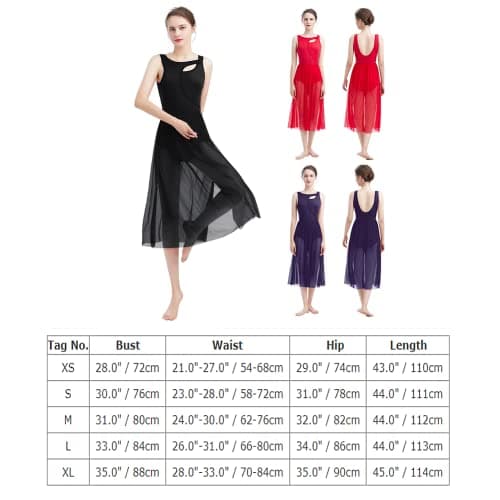 Women's Contemporary Lyrical Dance Costumes - Sleeveless Cut-Out Mesh Tulle Maxi Dress (XS-XL)