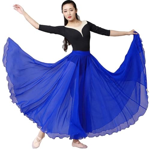 TLMNU Women's Gradient Chiffon Long Swing Skirt for Modern Ballet Performance