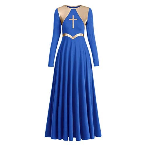 IBAKOM Women's Liturgical Praise Dance Dress Loose Fit Long Sleeve