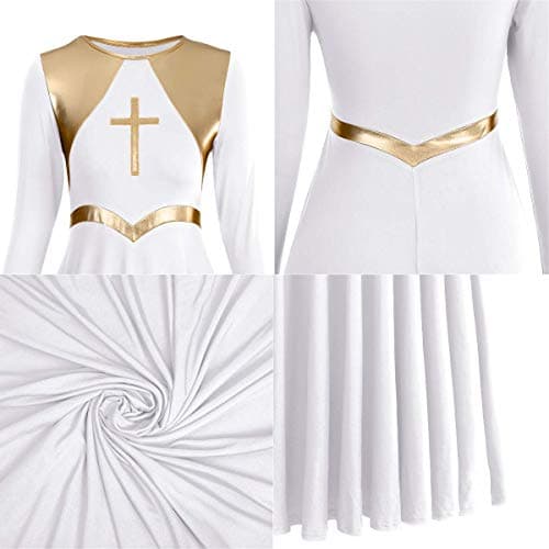 IBAKOM Women's Liturgical Praise Dance Dress Loose Fit Long Sleeve