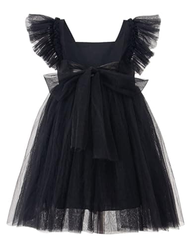 Tutu.kk Vintage Ruffled Sleeve A-Line Tulle Dress for Girl's Weddings & Birthdays