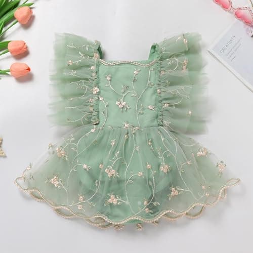 ODASDO Baby Girl Floral Tulle Tutu Romper Dress for First Birthday Cake Smash