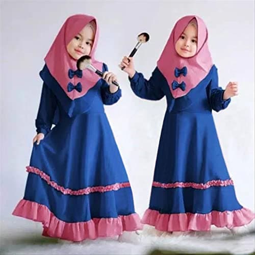 Muslim Girls Abaya with Hijab Set Arabian Robe for Prayer Clothes