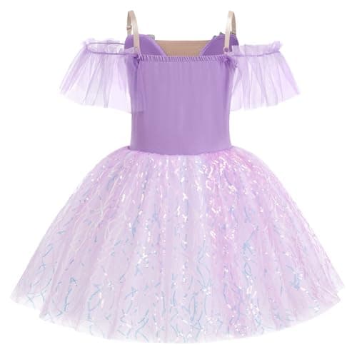 ODASDO Kids Ballet Leotard with Tutu Skirt and Sequin Camisole Dress for Performances