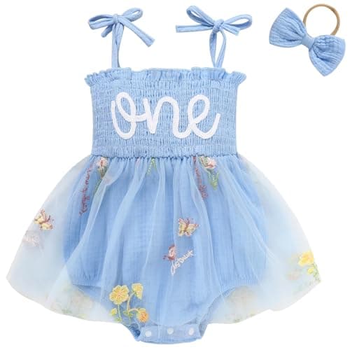 TITKKOP Baby Girl 1st Birthday Tulle Romper Sleeveless Bodysuit Cake Smash Outfits