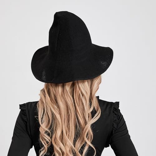 Edoneery Women's Wide Brim Foldable Halloween Witch Hat