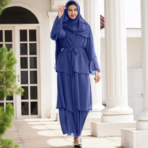 ODASDO Chiffon Abaya Dress for Muslim Women
