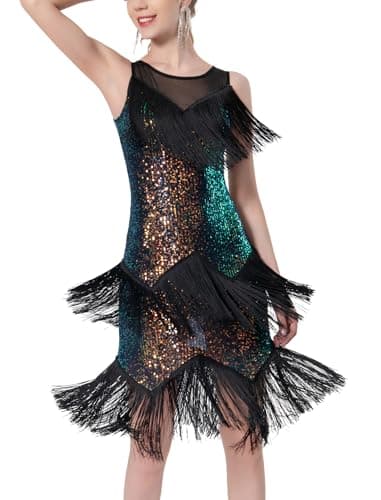Women's Latin Dance Dress with Fringe and Sequins for Ballroom Dancing