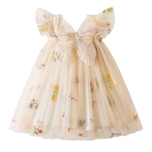 NNJXD Casual Flower Embroidery Tulle Dress for Baby Girls