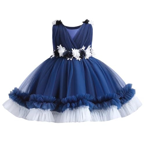 OBEEII Baby Girls Flower Tulle Tutu Dress for Formal Events