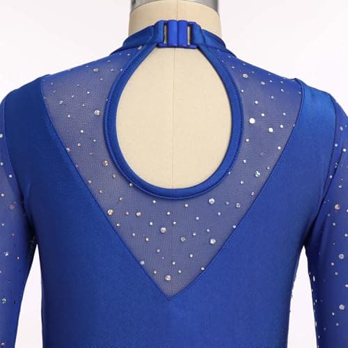 ODASDO Sparkly Sequin Long Sleeve Figure Skating Leotard for Girls