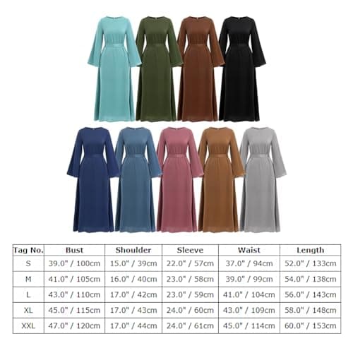 Women Muslim Long Sleeve Kaftan Dress