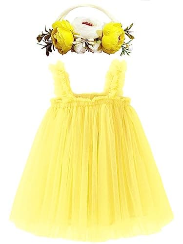 Rainbow Tutu Dress with Flower Headband for Toddlers