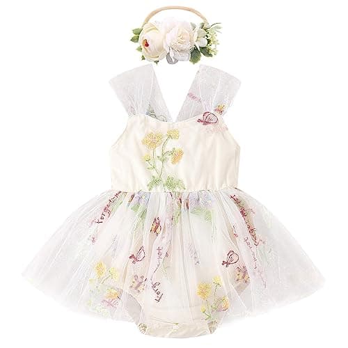 Infant Baby Girl Tulle Romper Outfit with Headband