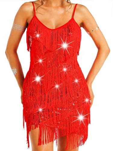 Nicute Women's Sparkly Fringe 1920s Flapper Tango Ballroom Costume