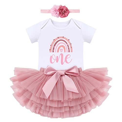 ODASDO Baby Girl Boho Rainbow 1st 2nd Birthday Cake Smash Outfit