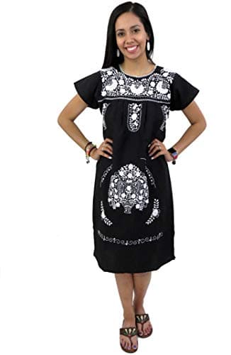 Leos Imports Hand Embroidered Mexican Dress Puebla
