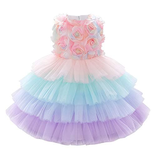 ODASDO Infant Flower Dress for Baby Girl Birthday Party Tutu Tulle