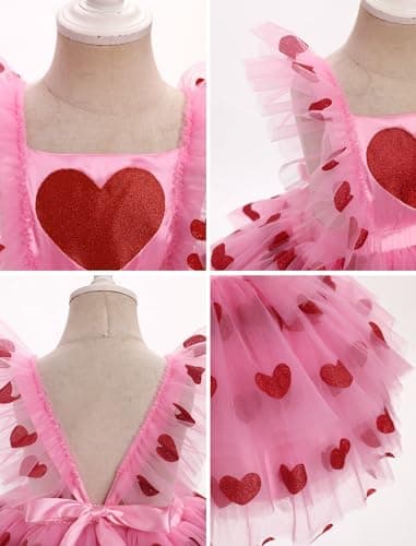 ODASDO Toddler Girl Valentine's Day Love Heart Tutu Romper Dress Set