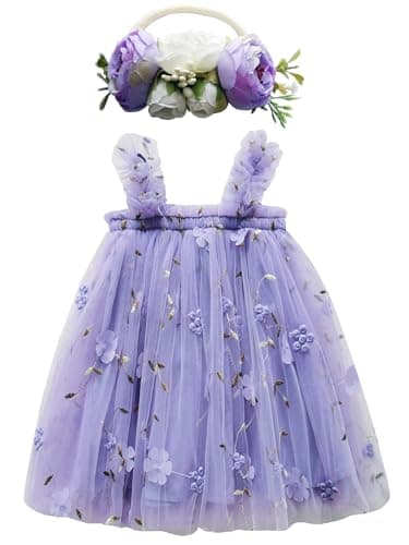 Rainbow Tutu Dress with Flower Headband for Toddlers
