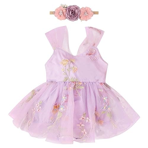 Infant Baby Girl Tulle Romper Outfit with Headband