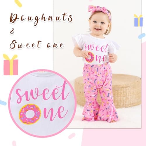 YOUNGER TREE Baby Girl 1st Birthday Outfit Romper & Flared Pants