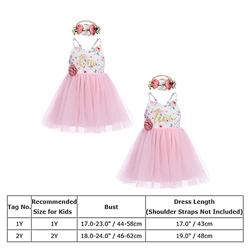 Boho Floral Backless Tulle Dress with Flower Headband for Baby Girl Toddler Kids 1st/2nd Birthday Party